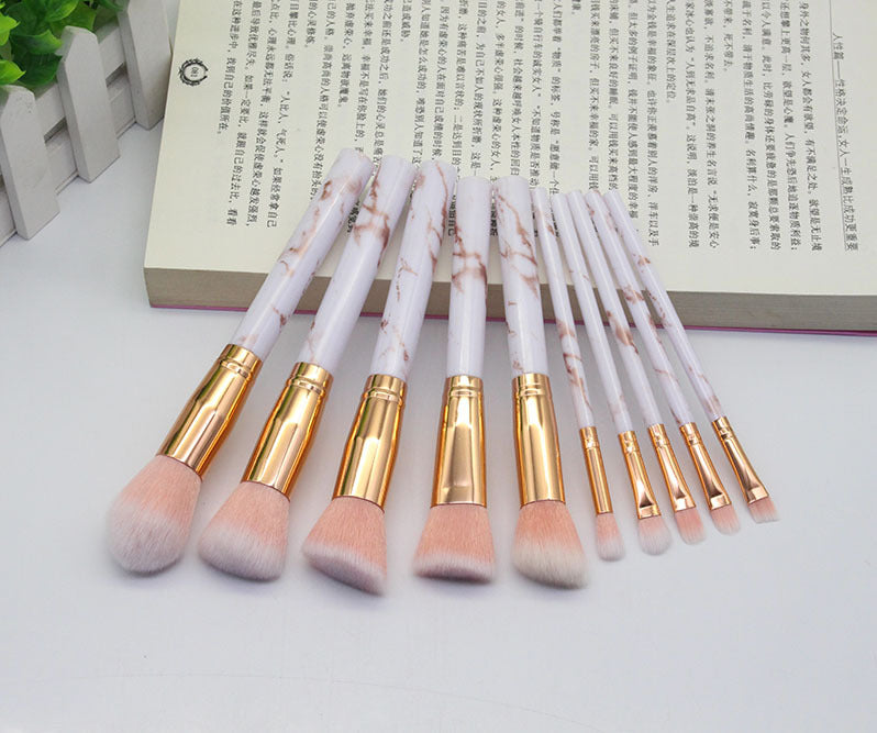 15 Marbled Design Makeup Brushes Set